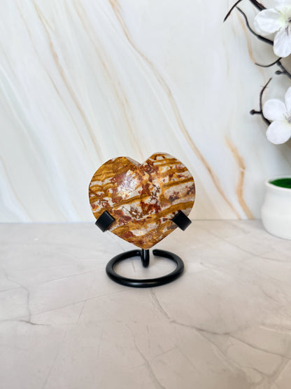 Van Gogh Stone Crystal Heart on Stand | Intuitively Selected | Unique Crystal Gift