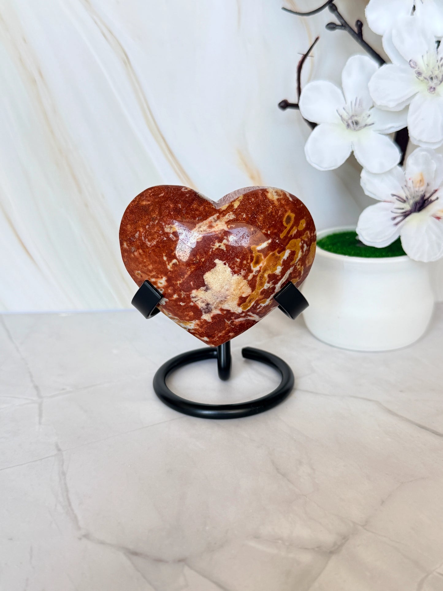 Van Gogh Stone Crystal Heart on Stand | Intuitively Selected | Unique Crystal Gift