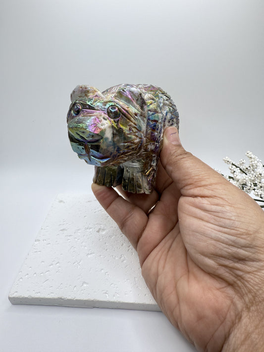 Aura Sphalerite Druzy Bear Carving