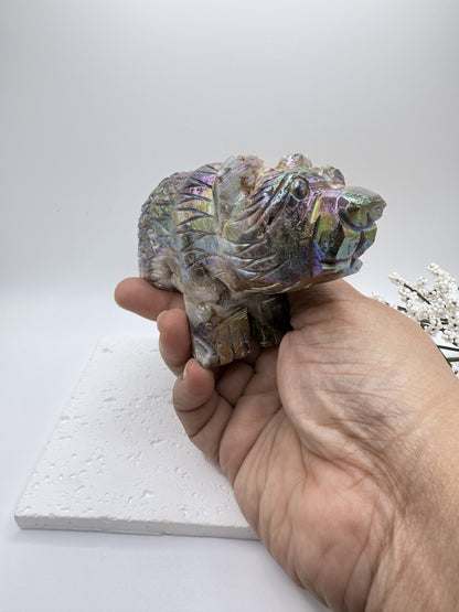 Aura Sphalerite Druzy Bear Carving