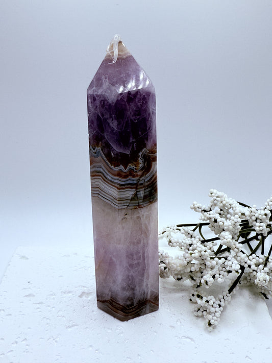 Amethyst Agate Six Sided Tower