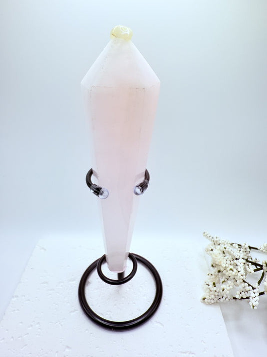 Pink Mangano Calcite Wand on Stand