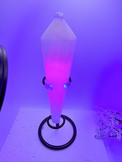 Pink Mangano Calcite Wand on Stand