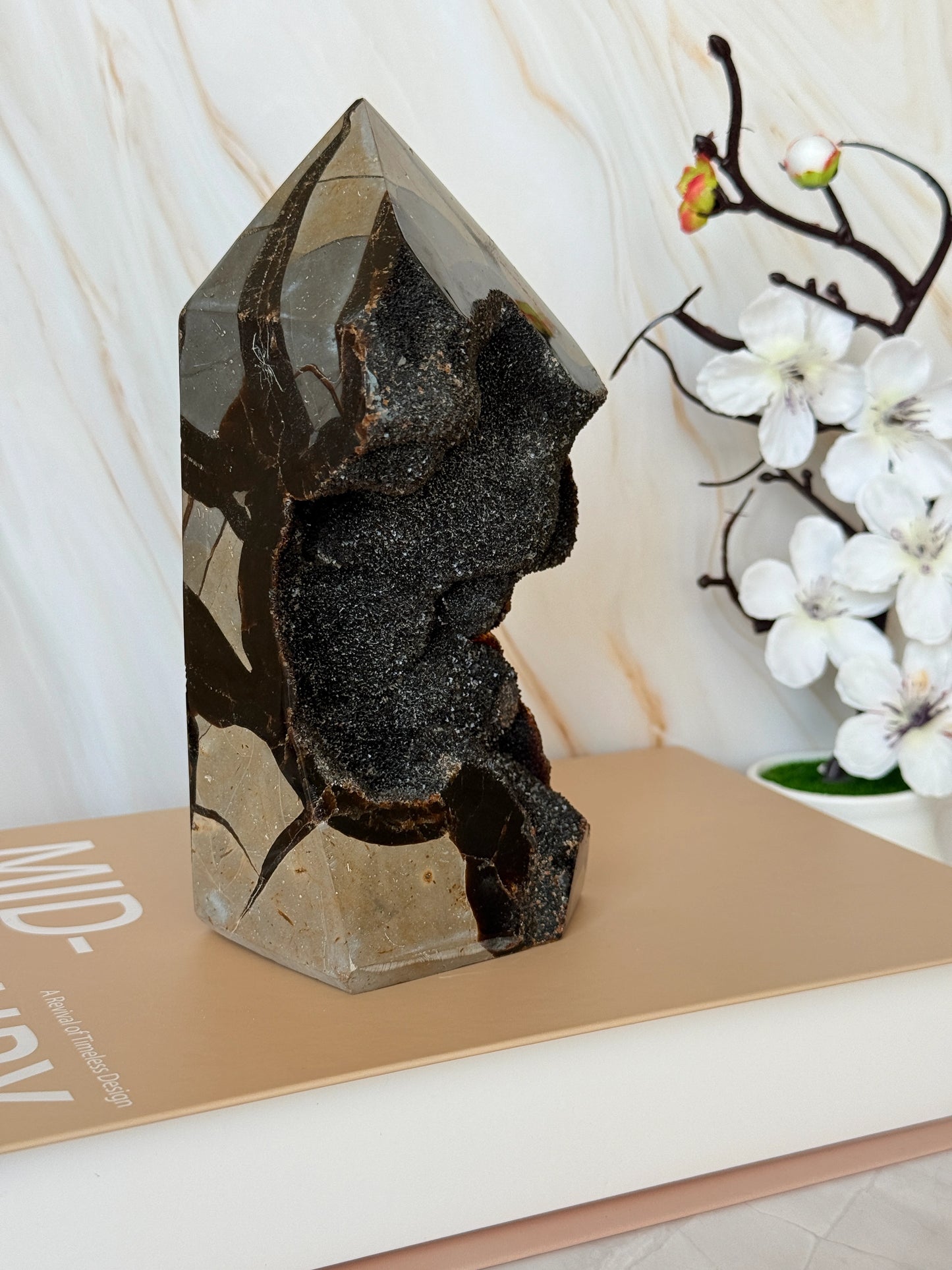 Chunky Septarian Tower with Full Druzy Face | Rare One-of-a-Kind Dragon Stone | 18cm