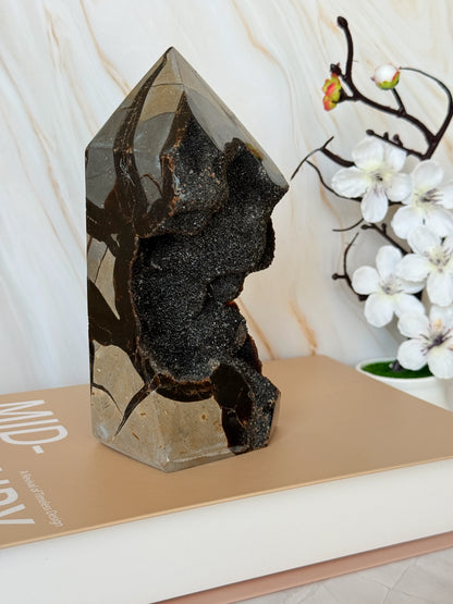 Chunky Septarian Tower with Full Druzy Face | Rare One-of-a-Kind Dragon Stone | 18cm