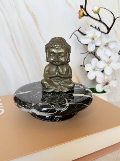 Pyrite Buddha Carving | Golden Metallic | Peruvian Pyrite | 8cm