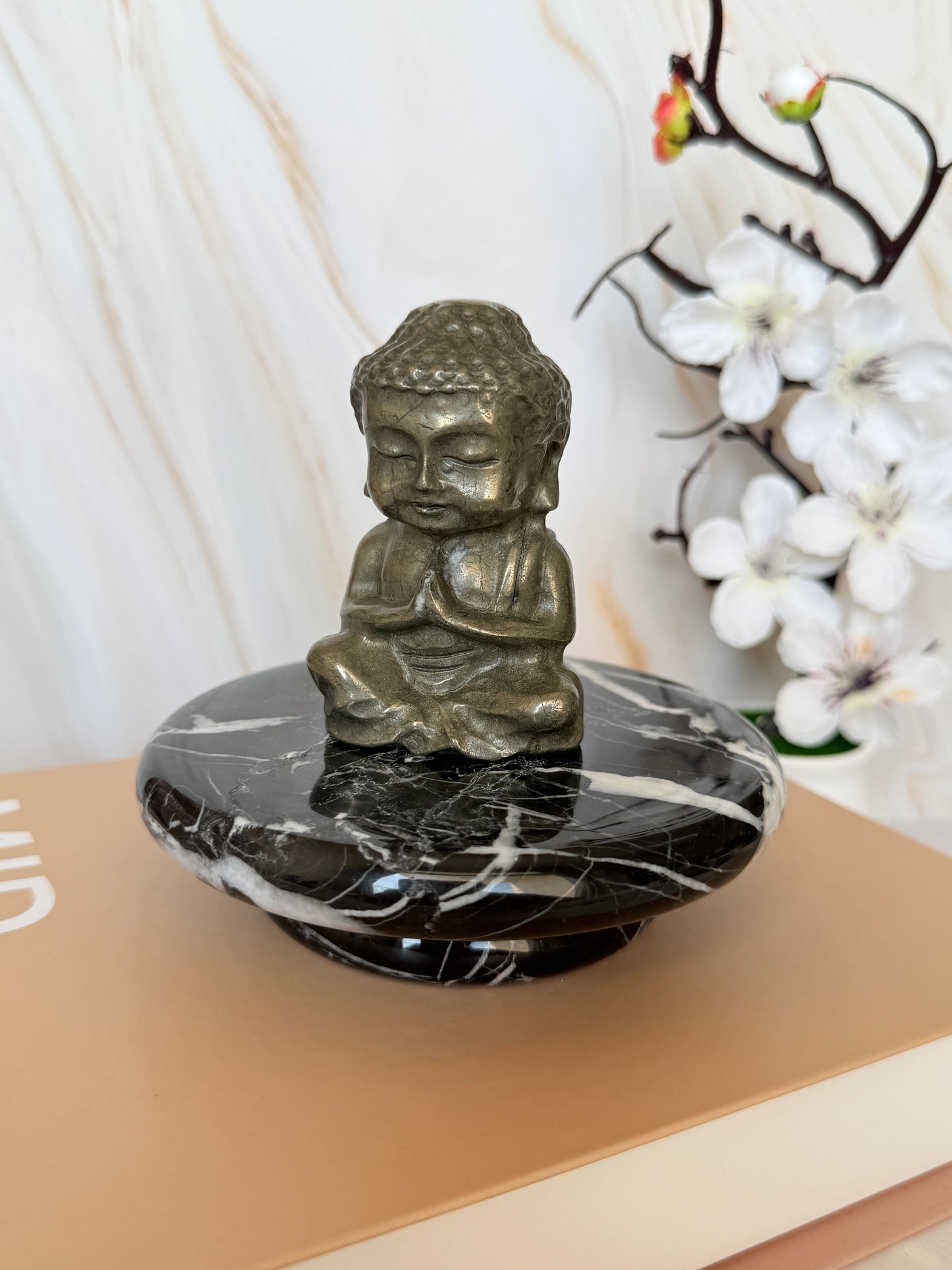Pyrite Buddha Carving | Golden Metallic | Peruvian Pyrite | 8cm