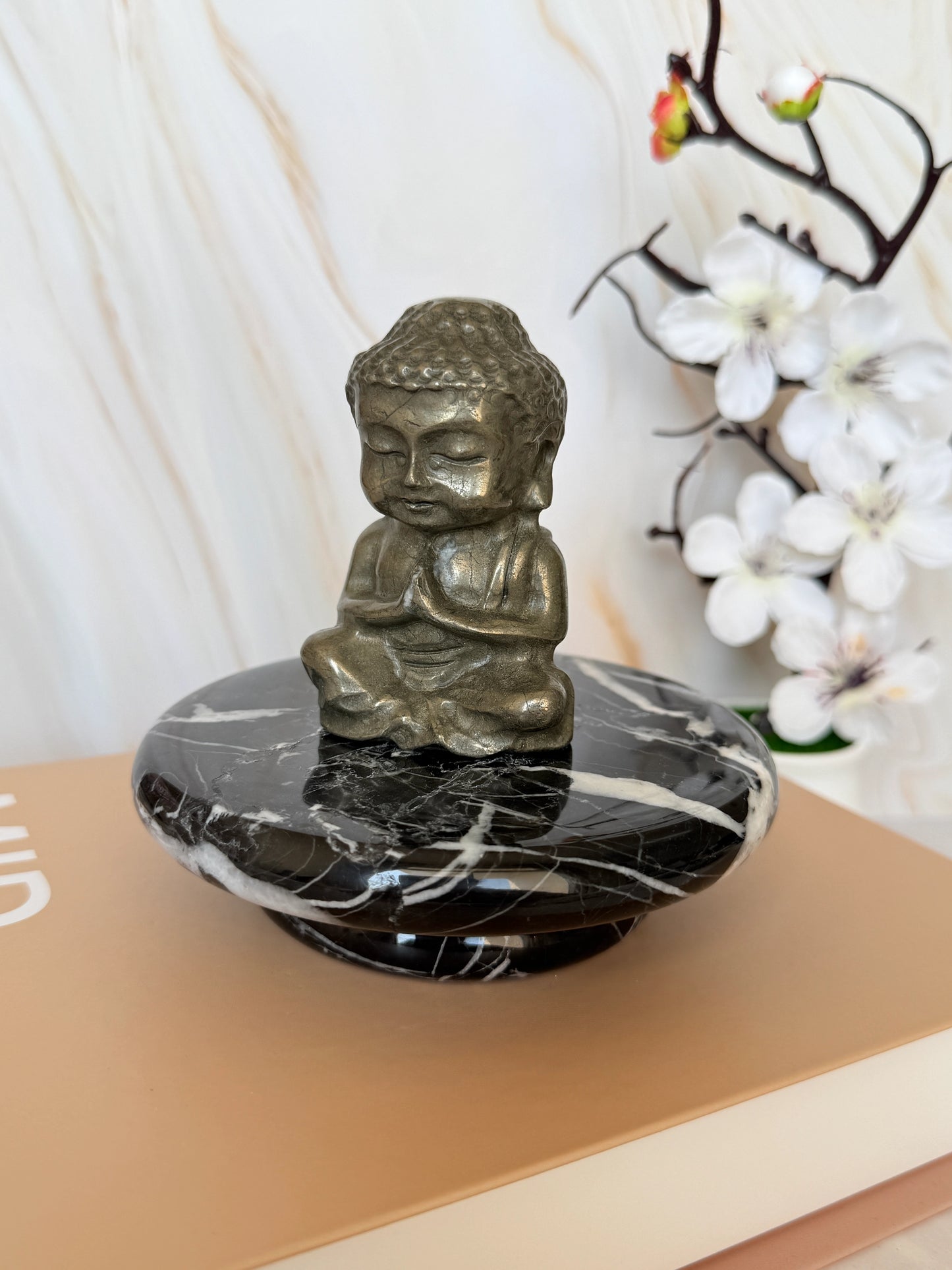Pyrite Buddha Carving | Golden Metallic | Peruvian Pyrite | 8cm