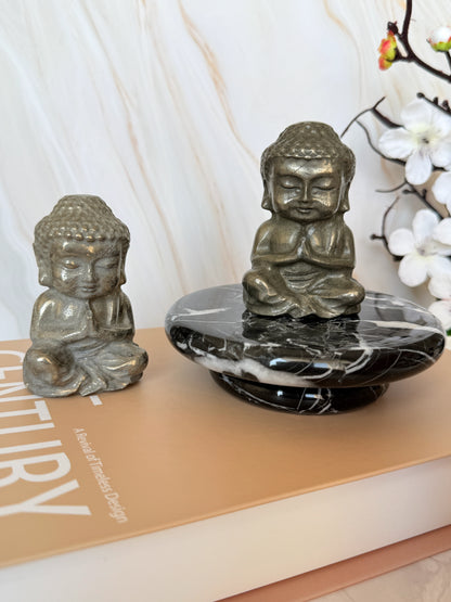 Pyrite Buddha Carving | Golden Metallic | Peruvian Pyrite | 8cm