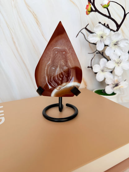 Carnelian Goldfish Carving | Banded Teardrop Flame | Polished | 10.5cm | China