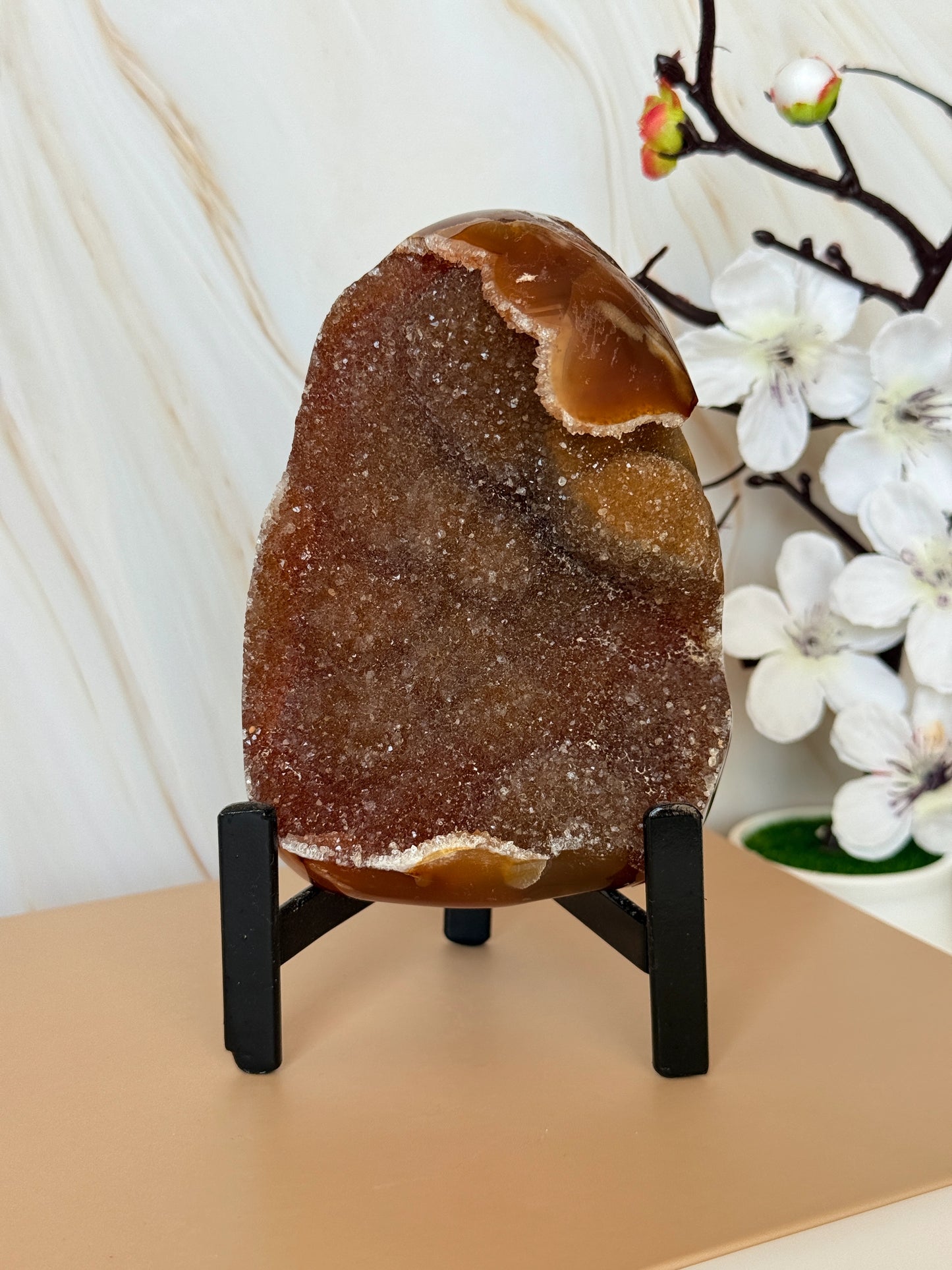 Brazilian Druzy Agate Specimen | Burnt Orange & Amber | One of a Kind | 12cm