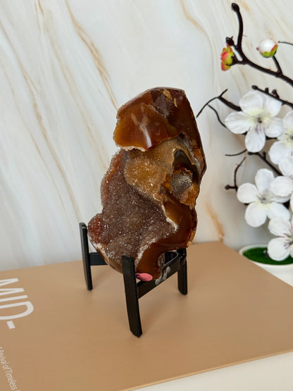 Brazilian Druzy Agate Specimen | Burnt Orange & Amber | One of a Kind | 12cm