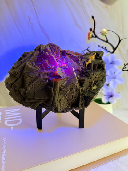 Black Fluorite Specimen | Rare Red UV Fluorescence | Raw | 18.5cm | Pakistan