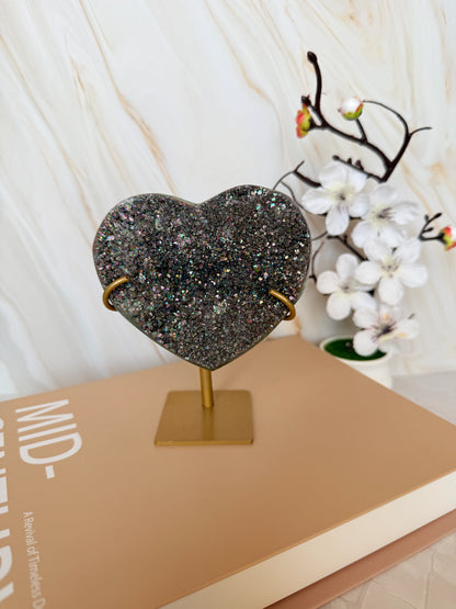 aura agate druzy heart from brazil
