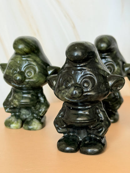 Xiuyan Jade Gnome Carving | Deep Forest Green | Polished | 7cm | China