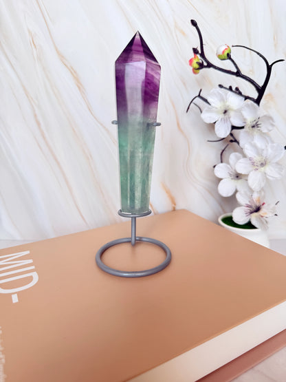 Rainbow Fluorite Wand | Purple to Green Colour Transition | Banded | Polished | 5" | China