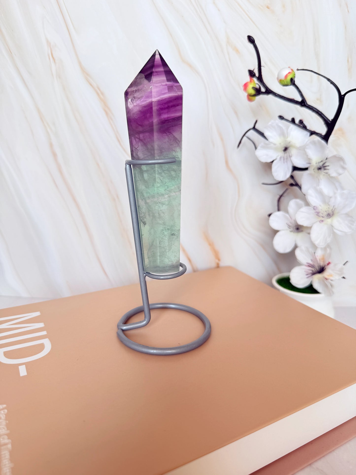 Rainbow Fluorite Wand | Purple to Green Colour Transition | Banded | Polished | 5" | China