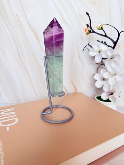 Rainbow Fluorite Wand | Purple to Green Colour Transition | Banded | Polished | 5" | China