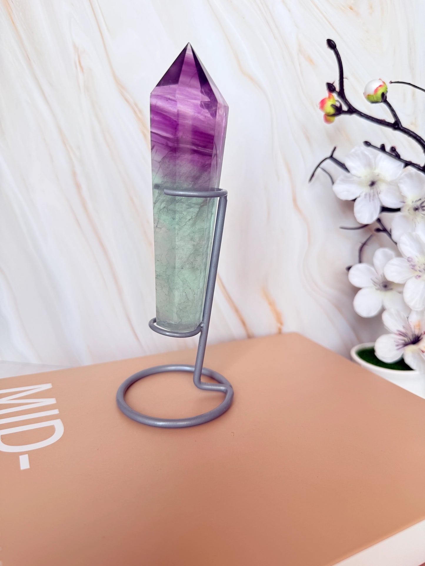 Rainbow Fluorite Wand | Purple to Green Colour Transition | Banded | Polished | 5" | China