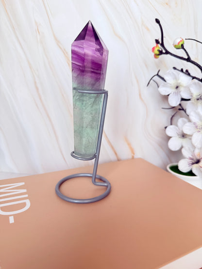 Rainbow Fluorite Wand | Purple to Green Colour Transition | Banded | Polished | 5" | China