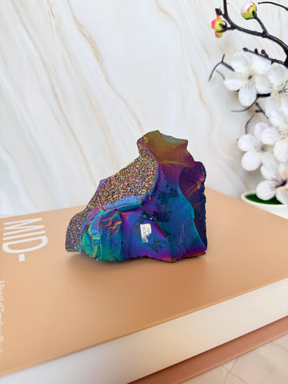 Titanium Aura Coated Raw Druzy Agate Specimen | Rainbow Iridescent | One of a Kind | Brazil