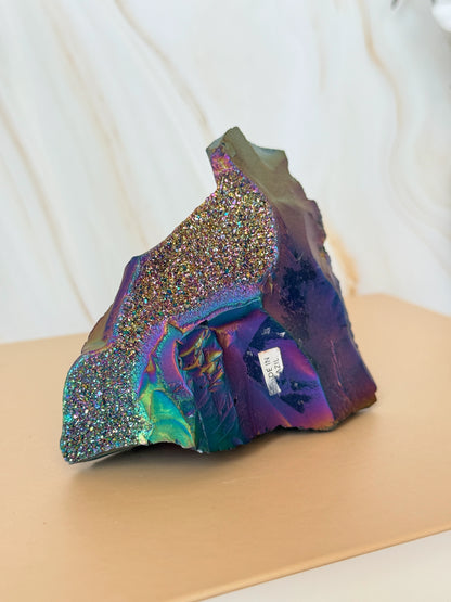 Titanium Aura Coated Raw Druzy Agate Specimen | Rainbow Iridescent | One of a Kind | Brazil