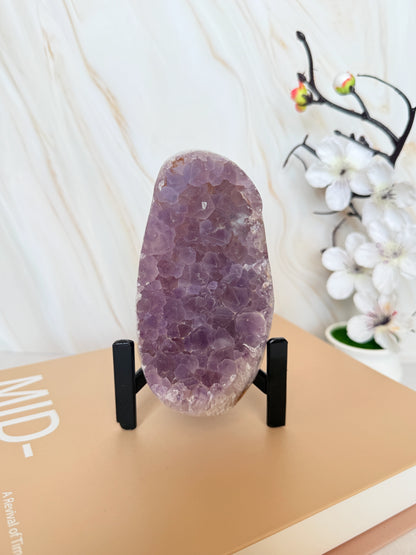 Brazilian Amethyst Cluster | Polished Freeform | Raw Crystal Face | Agate Rind