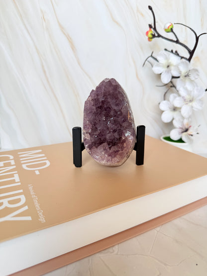 Brazilian Amethyst Cluster | Polished Freeform | Raw Crystal Face | Agate Rind