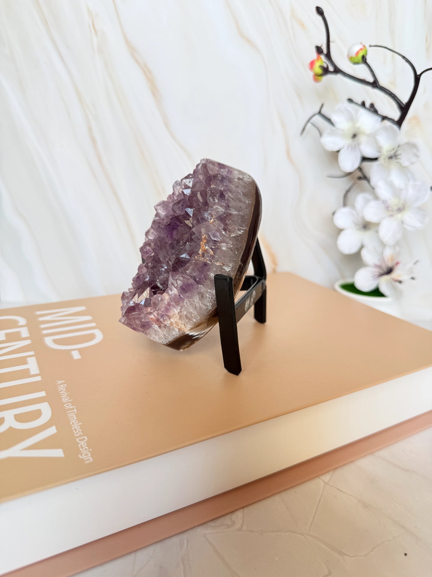 Brazilian Amethyst Cluster | Polished Freeform | Raw Crystal Face | Agate Rind
