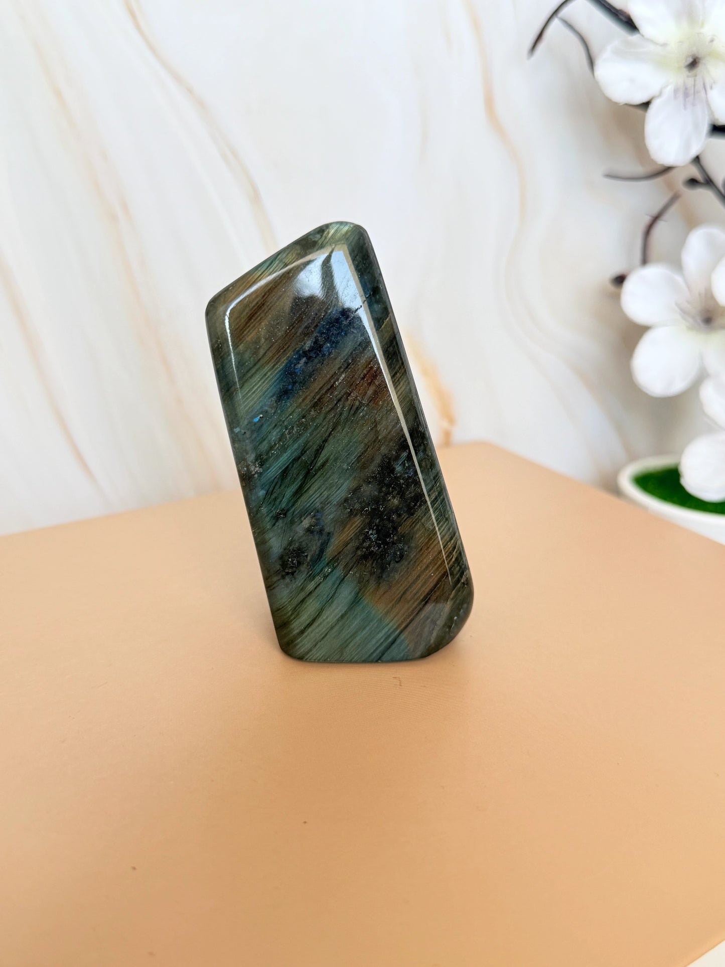 Flashy Labradorite Freeform | Electric Blue & Gold Flash | Polished | Madagascar