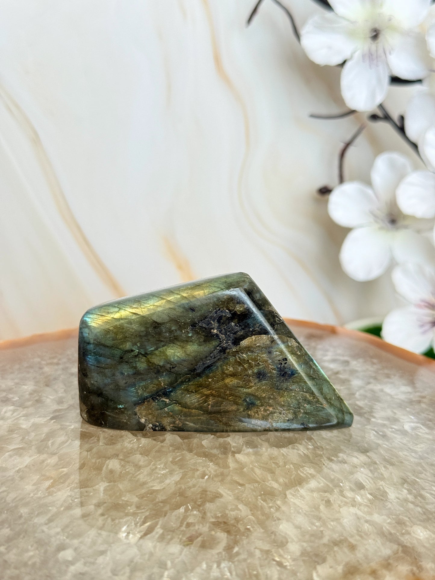 Flashy Labradorite Freeform | Electric Blue & Gold Flash | Polished | Madagascar