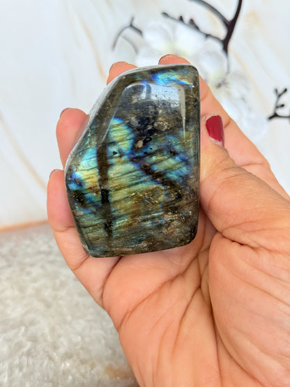 Flashy Labradorite Freeform | Electric Blue & Gold Flash | Polished | Madagascar