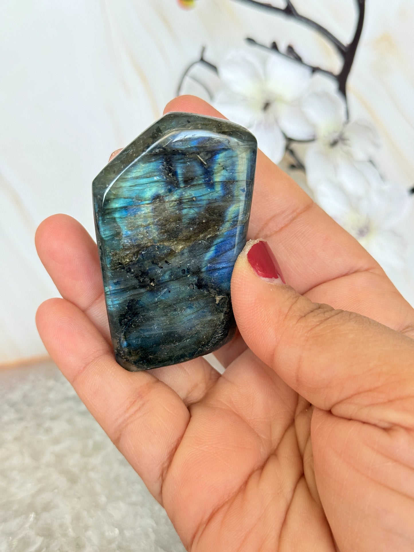 Flashy Labradorite Freeform | Electric Blue & Gold Flash | Polished | Madagascar