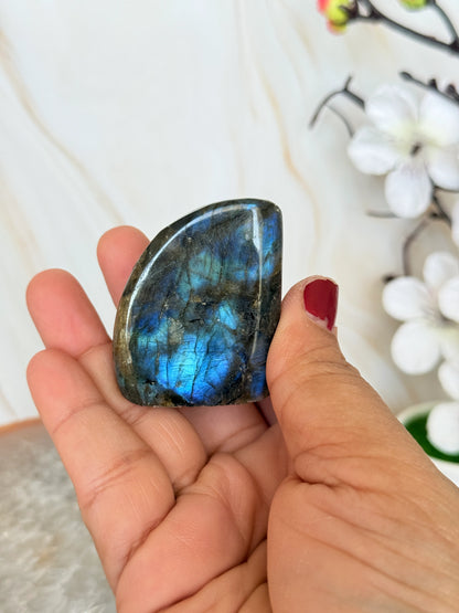 Flashy Labradorite Freeform | Electric Blue & Gold Flash | Polished | Madagascar