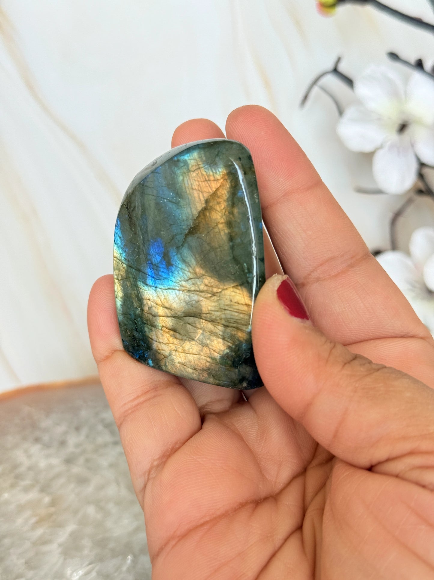 Flashy Labradorite Freeform | Electric Blue & Gold Flash | Polished | Madagascar