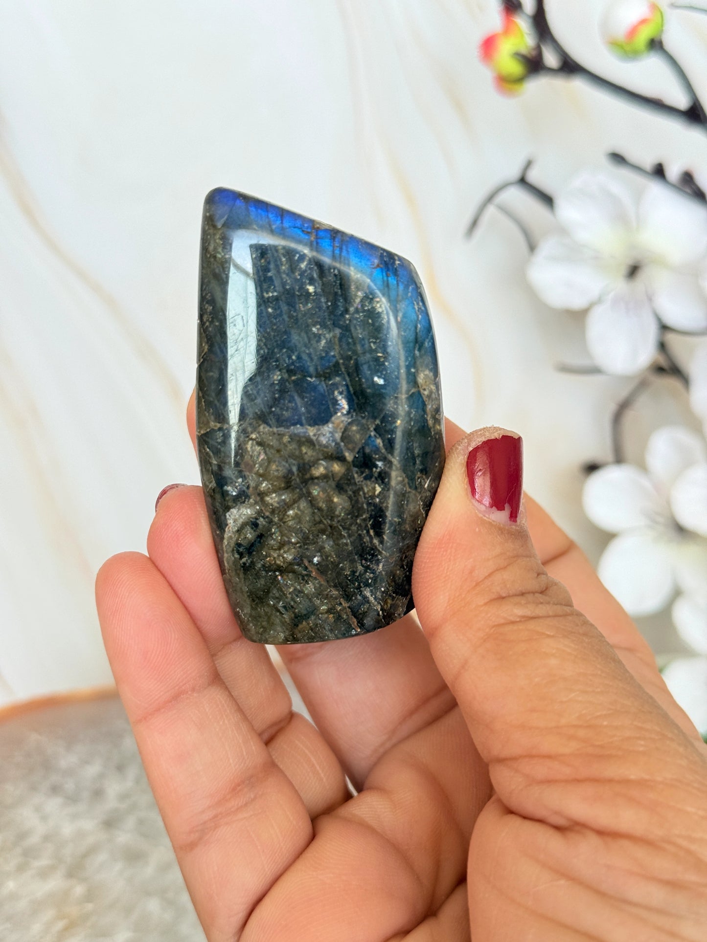 Flashy Labradorite Freeform | Electric Blue & Gold Flash | Polished | Madagascar