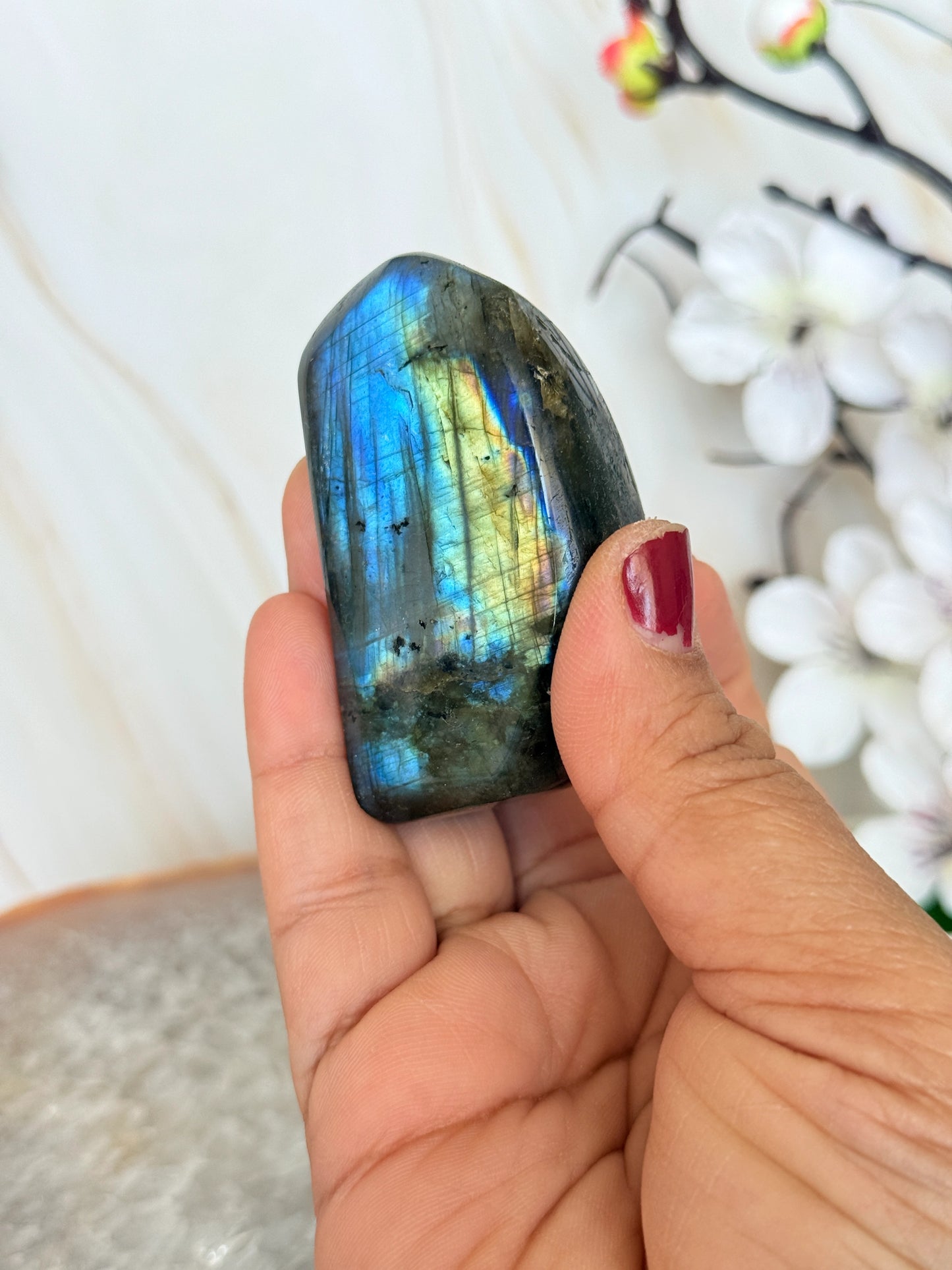 Flashy Labradorite Freeform | Electric Blue & Gold Flash | Polished | Madagascar