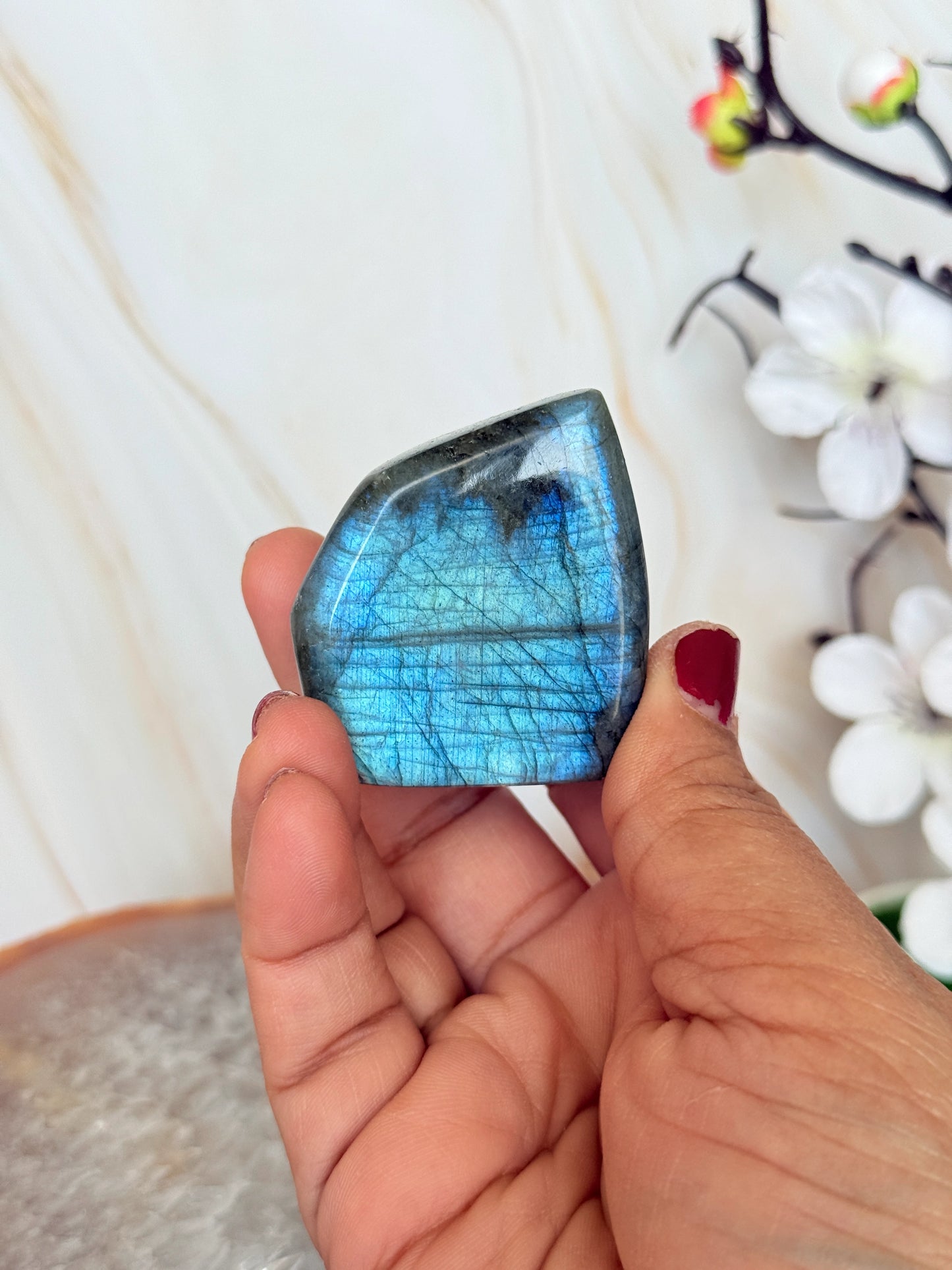 Flashy Labradorite Freeform | Electric Blue & Gold Flash | Polished | Madagascar