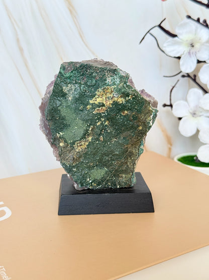 Brazilian Amethyst Cluster on Wooden Base | Raw | One of a Kind | 11–14cm