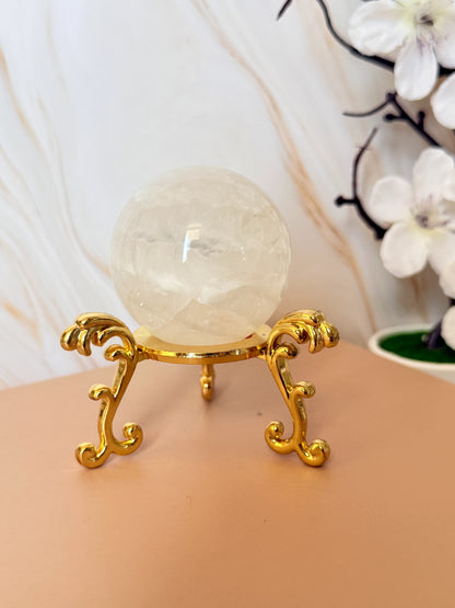 White Fluorite Sphere | Pure & Rare | Natural Banding | UV Reactive | Inner Mongolia