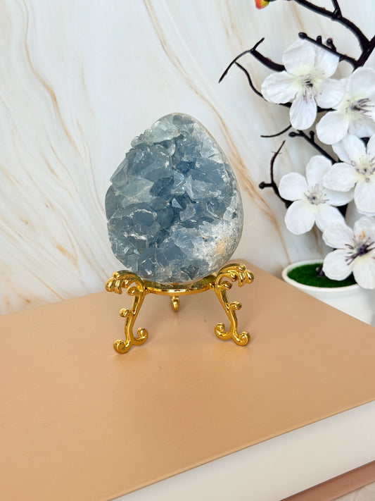 Blue Celestite Egg | Natural Druzy Crystal | Madagascar | Polished | Multiple Sizes