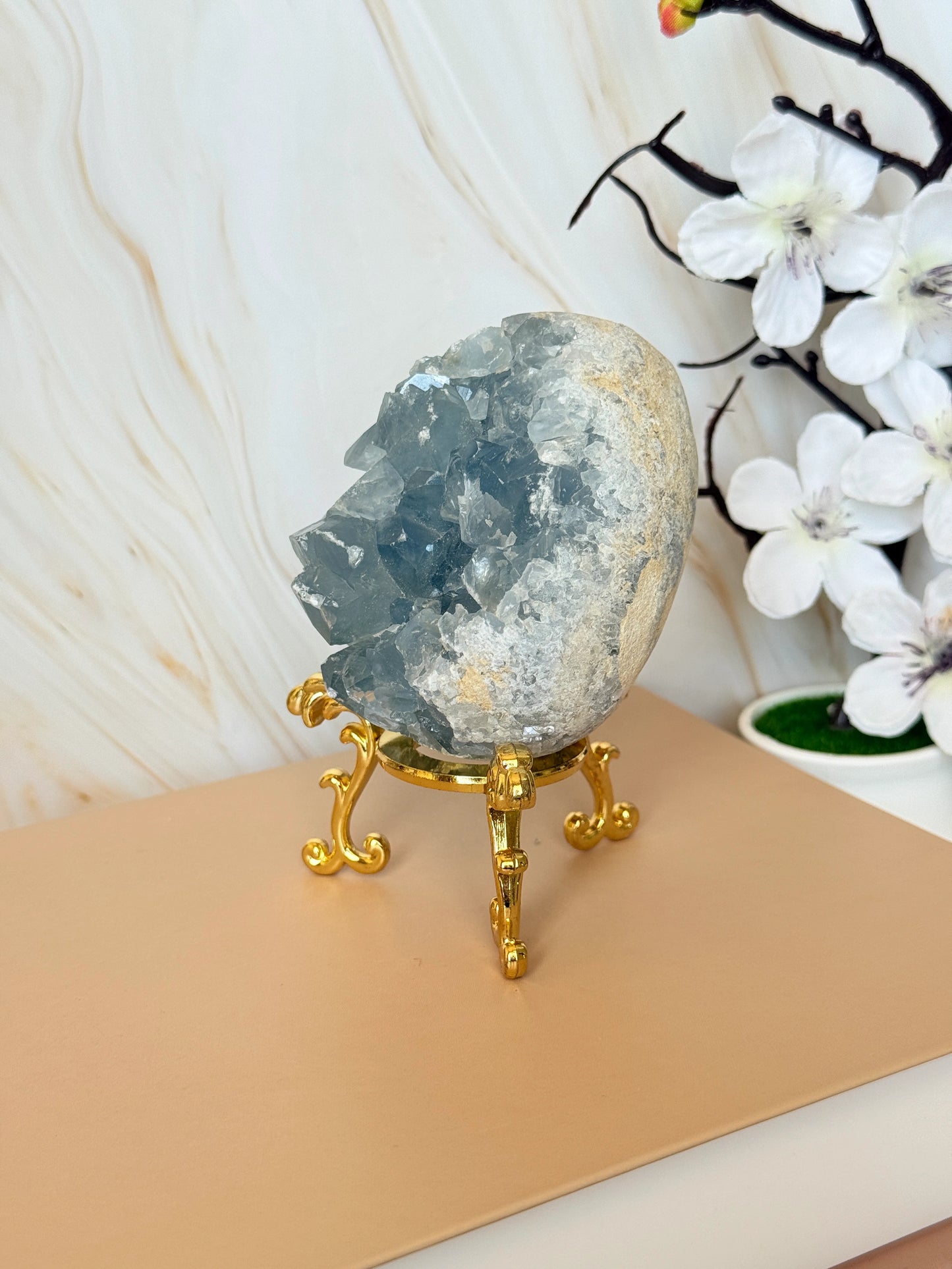 Blue Celestite Egg | Natural Druzy Crystal | Madagascar | Polished | Multiple Sizes