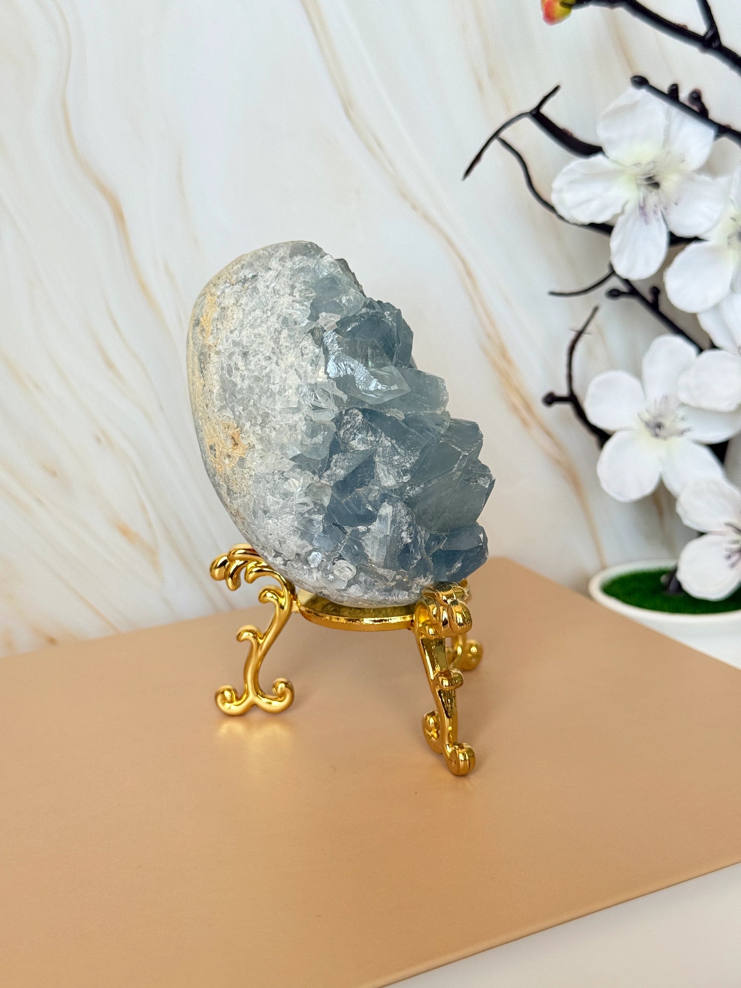 Blue Celestite Egg | Natural Druzy Crystal | Madagascar | Polished | Multiple Sizes