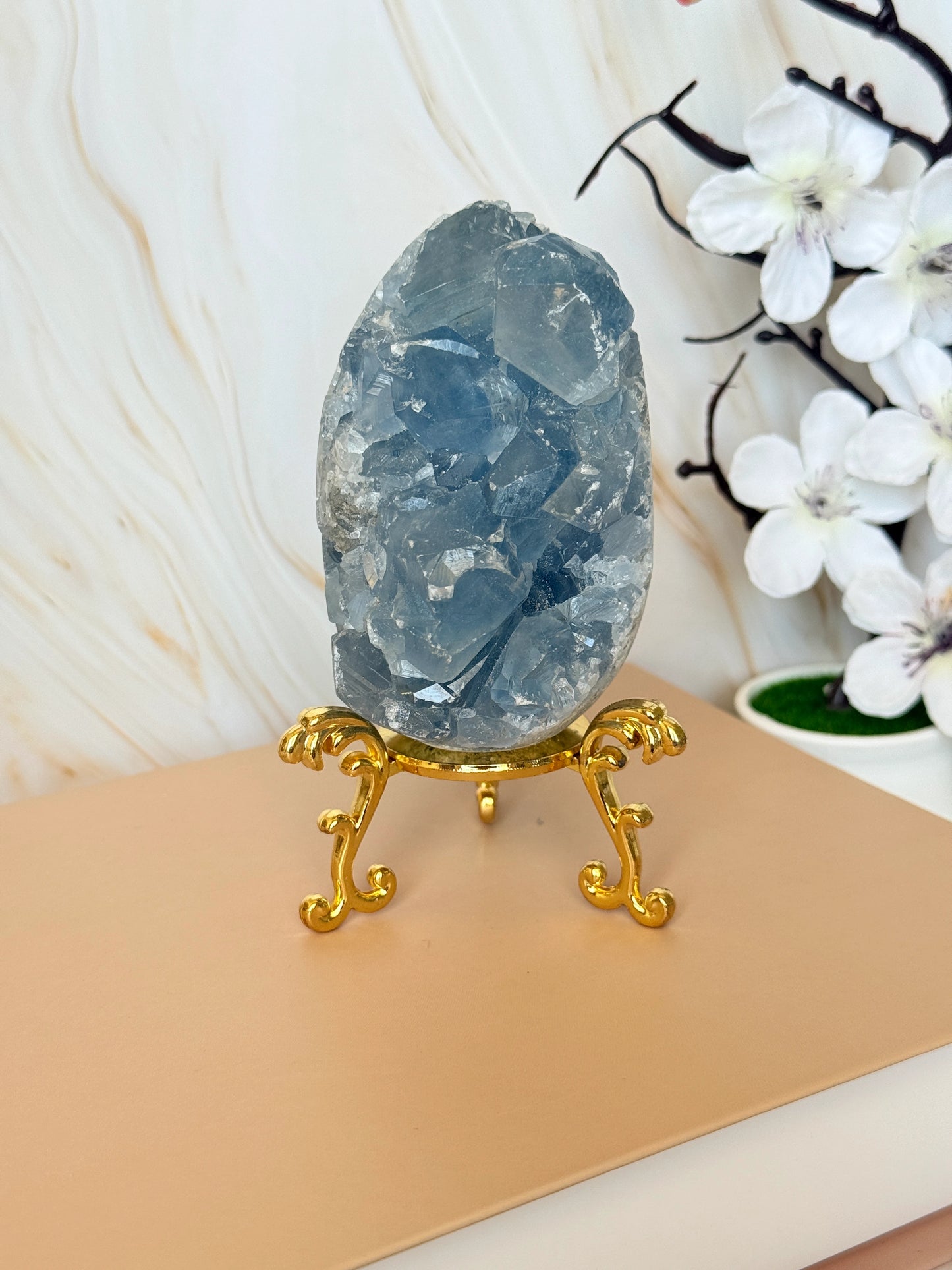 Blue Celestite Egg | Natural Druzy Crystal | Madagascar | Polished | Multiple Sizes