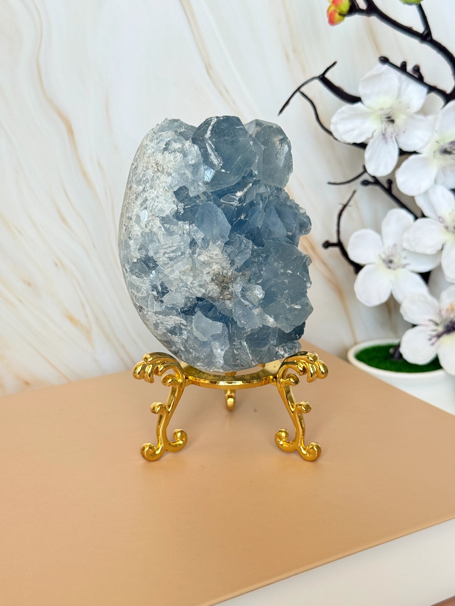 Blue Celestite Egg | Natural Druzy Crystal | Madagascar | Polished | Multiple Sizes