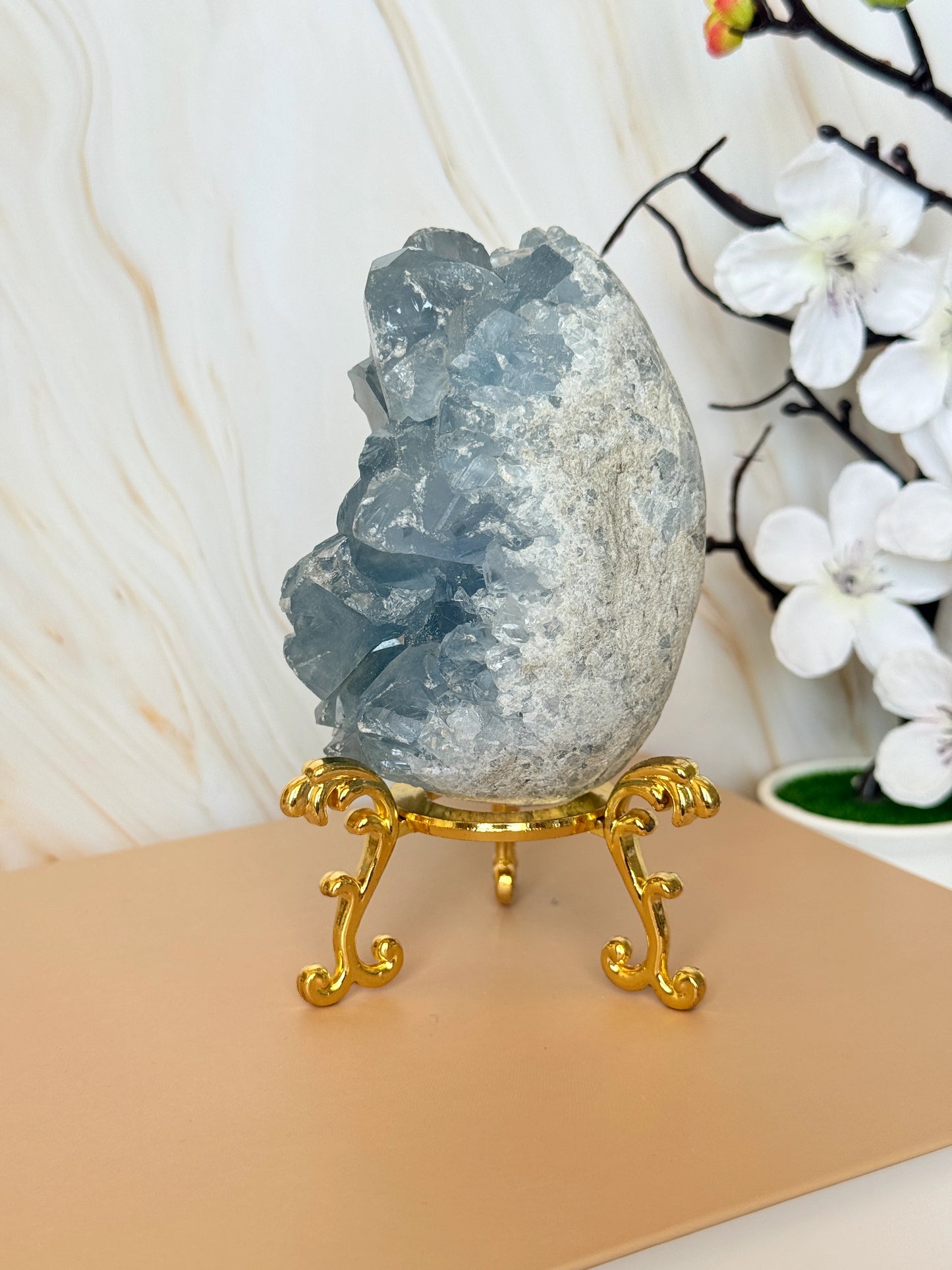 Blue Celestite Egg | Natural Druzy Crystal | Madagascar | Polished | Multiple Sizes