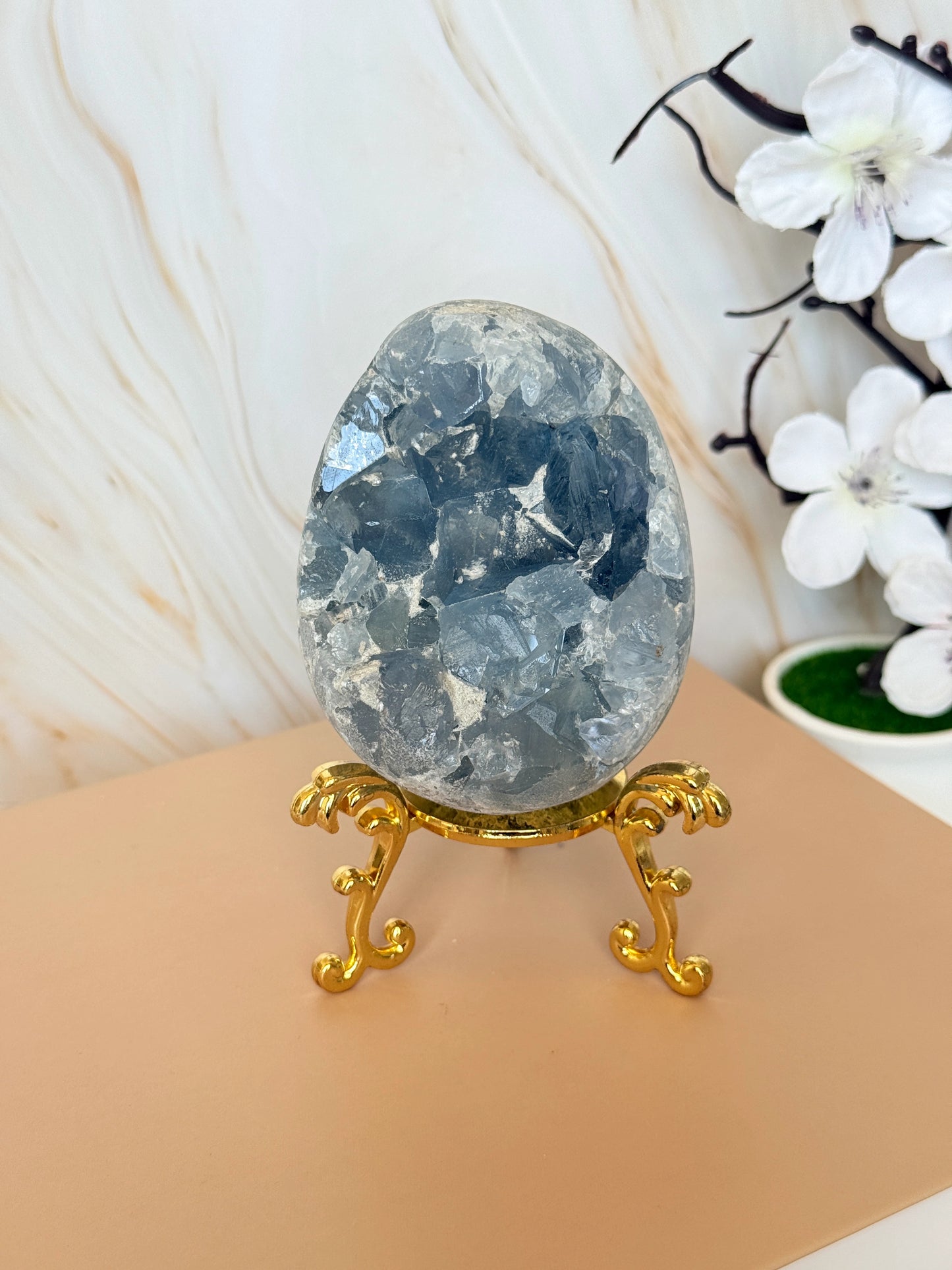 Blue Celestite Egg | Natural Druzy Crystal | Madagascar | Polished | Multiple Sizes