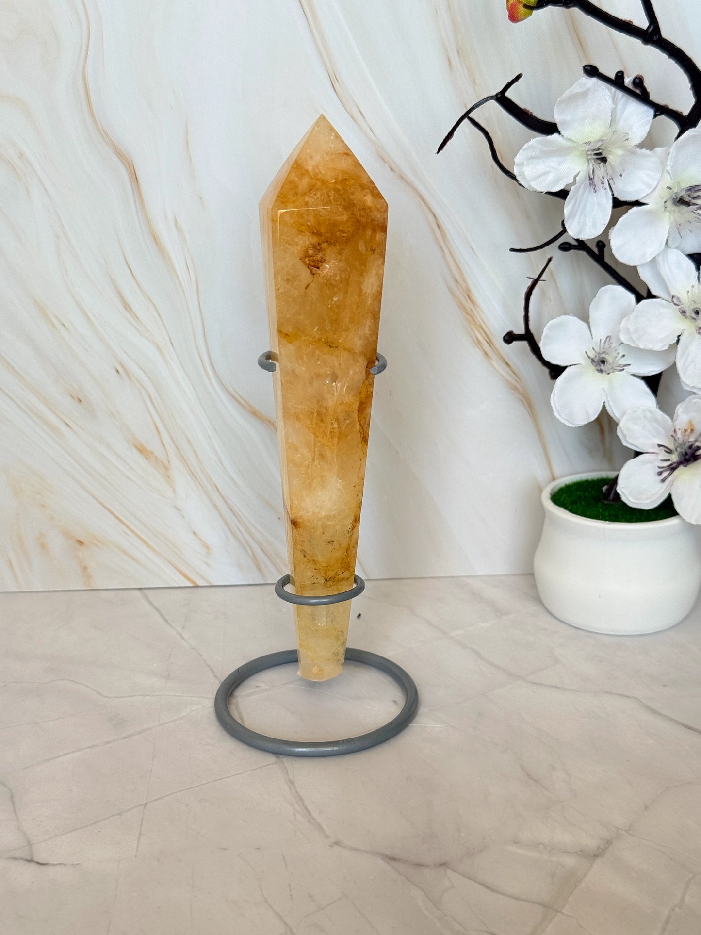 Golden Healer Quartz Wand | Natural Polished Point | China | 16cm