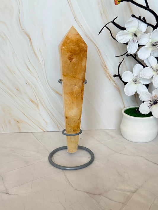 Golden Healer Quartz Wand | Natural Polished Point | China | 16cm