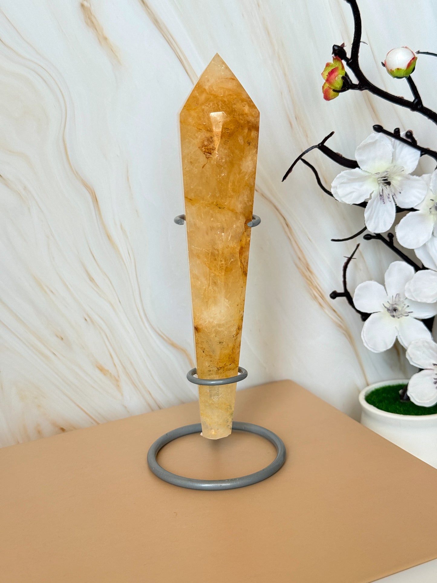 Golden Healer Quartz Wand | Natural Polished Point | China | 16cm